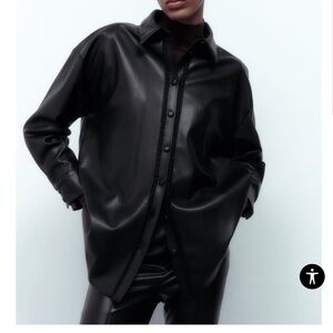 Zara women’s Black Faux Leather Shirt